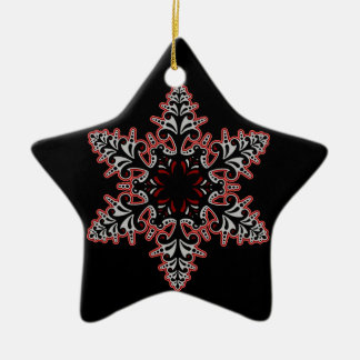 Pink Goth Filigree Snowflake Christmas or Yule Ceramic Tree Decoration