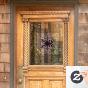 Pink Goth Filigree Snowflake Christmas or Yule Window Cling