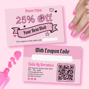 Pink Gothic 25% Off Nail Salon Coupon Card