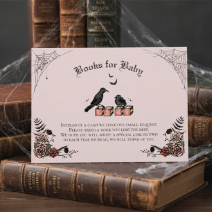 Pink Gothic Baby Shower Baby Raven Books for Baby Enclosure Card