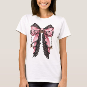 Pink Gothic Coquette Spider Bow Aesthetic Hallowee T-Shirt