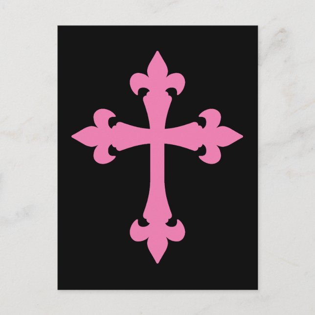 Pink Gothic Cross Postcard (Front)