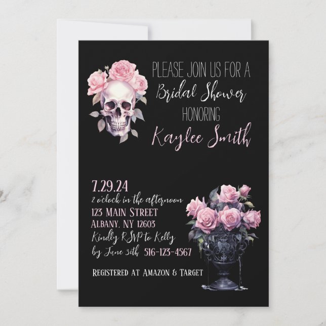 Pink Gothic Floral Bridal Shower Invitation (Front)