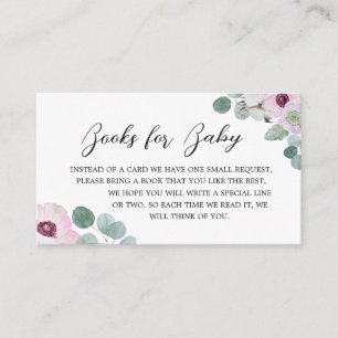 Pink Gothic Floral Skull Books for Baby Enclosure Card