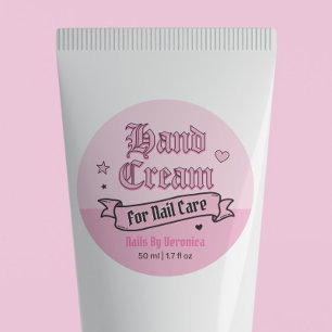 Pink Gothic Hand Cream Nail Care Round Label