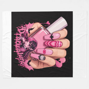 Pink Gothic Kawaii Nail Art Design Fleece Blanket