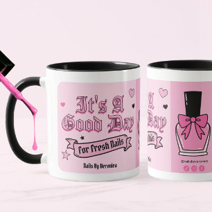 Pink Gothic Lettering Nail Tech Mug