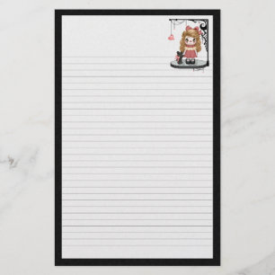 Pink Gothic Love Doll Pixel Art Stationery