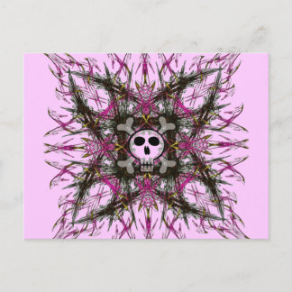 Pink Gothic Skull Fractal Postcard