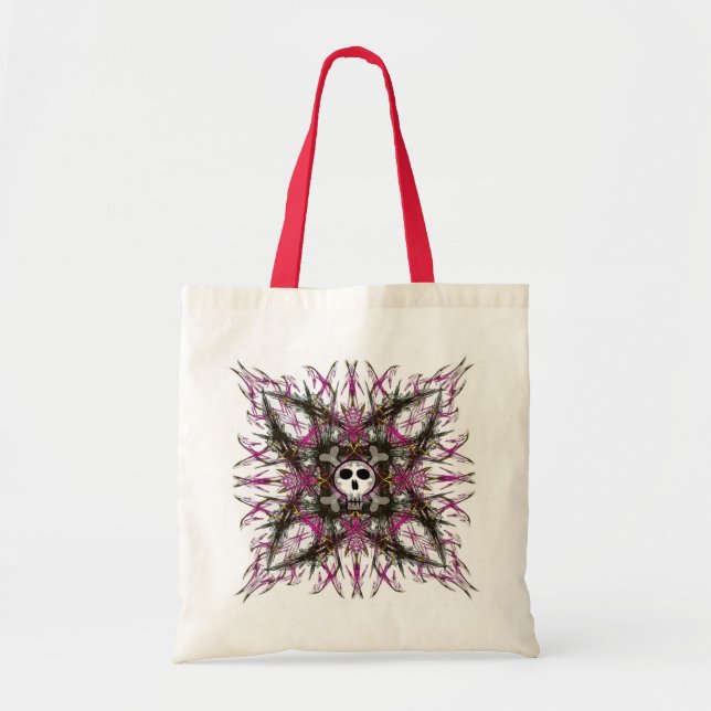 Pink Gothic Skull  Fractal Tote Bag (Front)