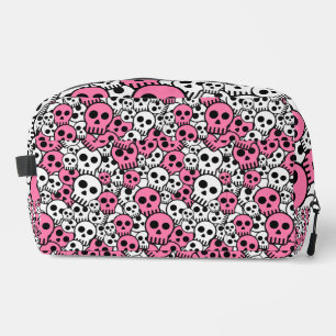 Pink Gothic Skull Pattern Print Dopp Kit