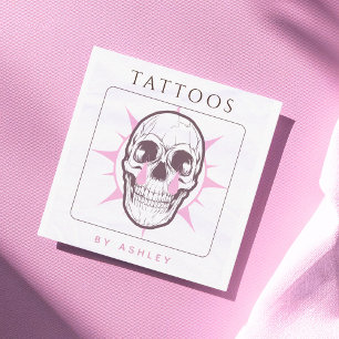 Pink Gothic Skull Tattoo Artist Salon Studio Cool Square Business Card
