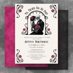 Pink Gothic Til Death Bridal Shower Invitation