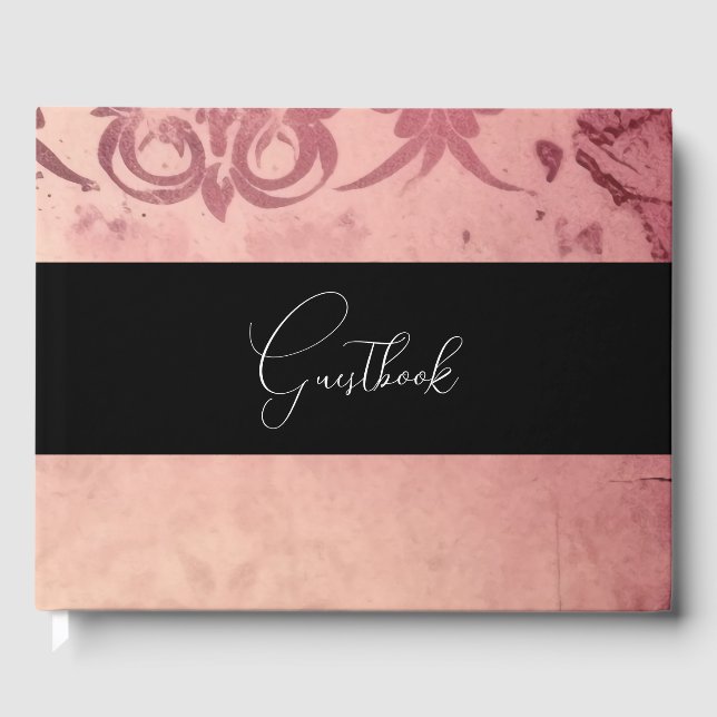 Pink Gothic Vintage Texture Background Wedding Guest Book (Front)