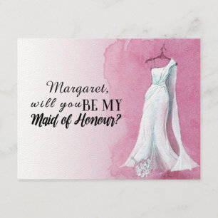 Pink Gown "Will you be my maid of honour" Invitation