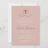 Pink Grad Party Medicine Doctor MD Graduation