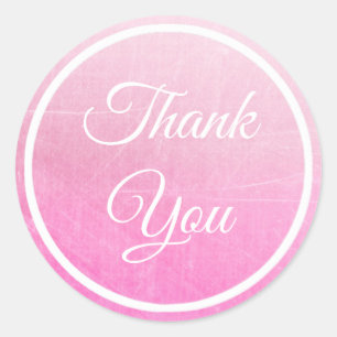 Pink Gradient and White Thank You stickers