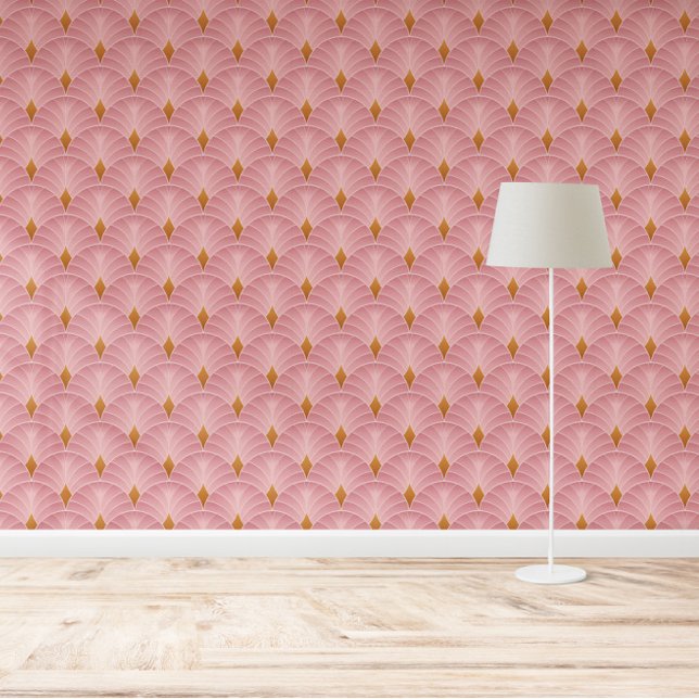 Pink Gradient Art Deco Pattern Geometric Design Wallpaper (Creator Uploaded)