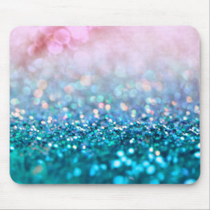 Pink Gradient Blue Teal Sparkle Trendy Glitter Mouse Mat