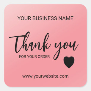 Pink Gradient Business Thank You Square Sticker