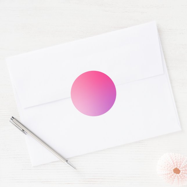 Pink Gradient Circle Vignette Abstract Design Classic Round Sticker (Envelope)