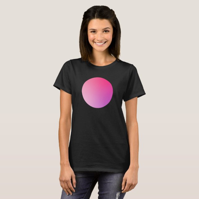 Pink Gradient Circle Vignette Abstract Design T-Shirt (Front Full)