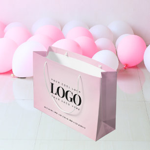 Pink Gradient Custom Add Company Business Logo Large Gift Bag