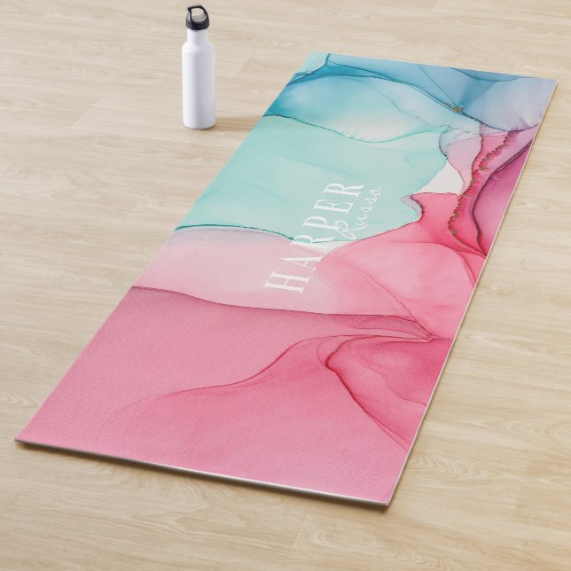 Pink Gradient Custom Name  Yoga Mat (In Situ)