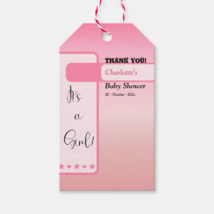 Pink Gradient Cute Eyeball Text Baby Shower Gift Tags