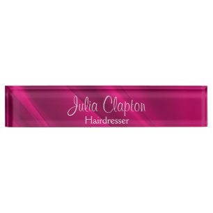 Pink gradient diagonal lines nameplate