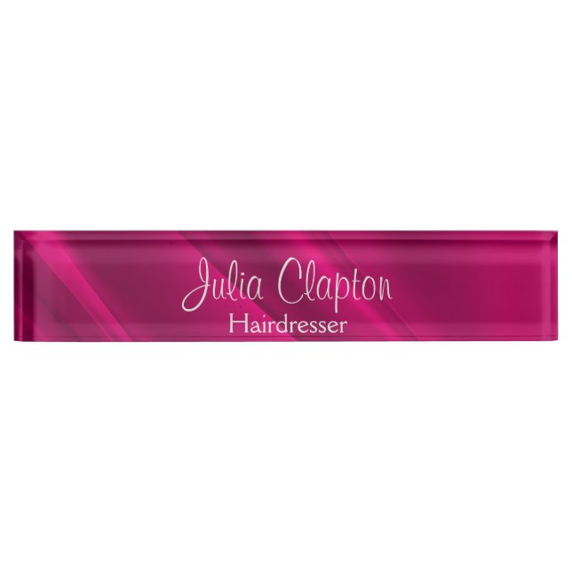 Pink gradient diagonal lines nameplate (Front)