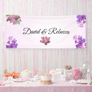 Pink Gradient Flower Wedding Banner