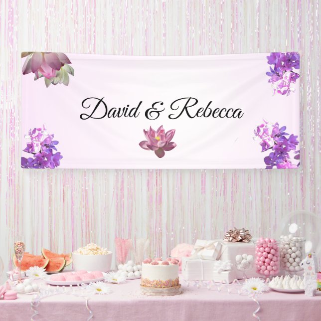 Pink Gradient Flower Wedding Banner (Party)