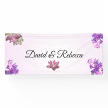 Pink Gradient Flower Wedding Banner