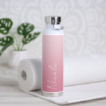 Pink Gradient Handwriting Script Personalised Water Bottle<br><div class="desc">A custom personalised stainless steel water bottle in a modern soft pink gradient design. The trendy handwriting script font adds a unique touch when adding your name.</div>
