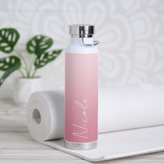 Pink Gradient Handwriting Script Personalised Water Bottle