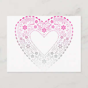 Pink Gradient Lace Heart Postcard