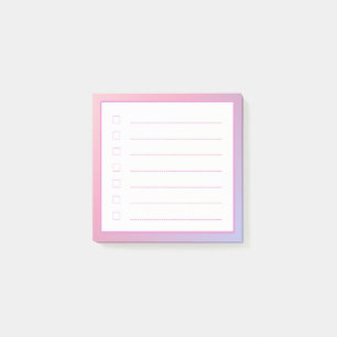 Pink Gradient Minimalist Checklist Post-it Notes