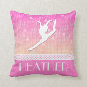 Pink Gradient Passionate Gymnastics with Monogram Cushion