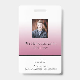 Pink Gradient Professional Employee ID Badge