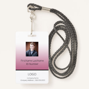 Pink Gradient Professional Employee ID ID Badge