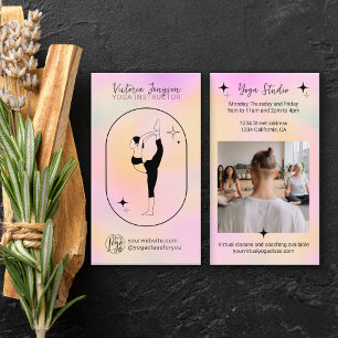Pink gradient star Yoga instructor studio teacher Business Card
