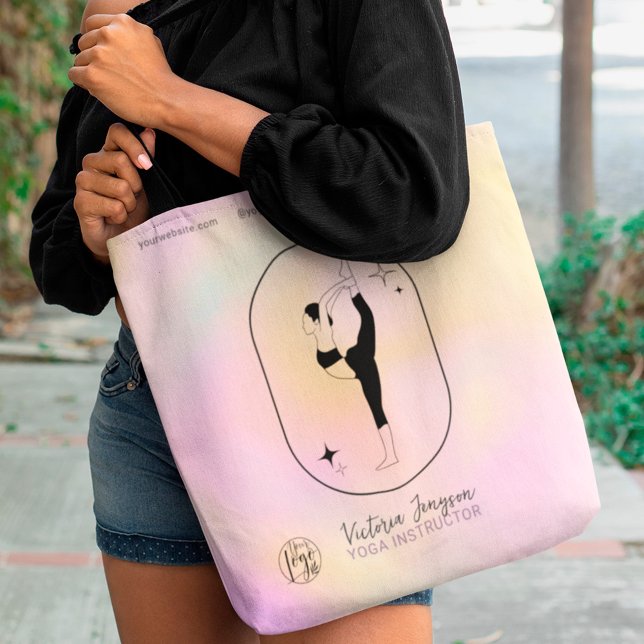 Pink gradient star Yoga instructor studio teacher Tote Bag (Creator Uploaded)