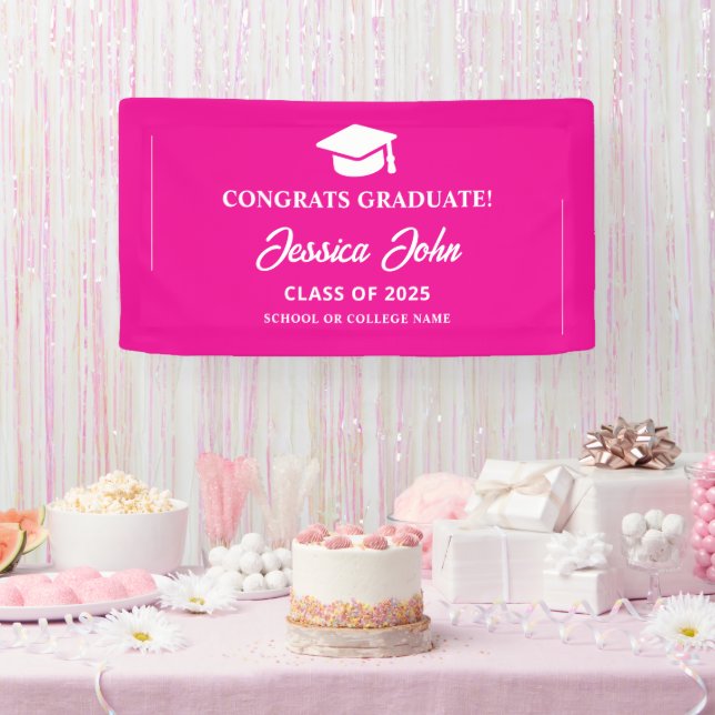Pink graduate Congratulations on your graduation  Banner (Party)