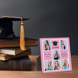 Pink Graduate Photo Collage Cute Graduation Plaque