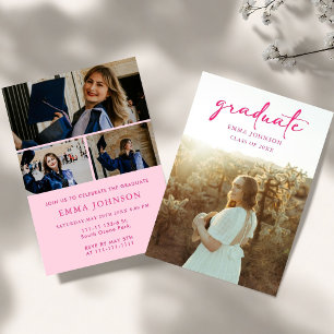 pink graduate photo  Graduation Party Class 26  Invitation