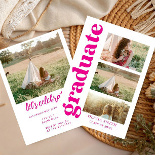 pink graduate photo  Graduation Party Class 26  Invitation