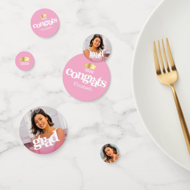 Pink graduation 3 photo bold modern typography confetti (Group)