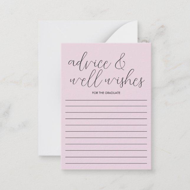 Pink Graduation Advice Card Graduation Party Game (Front)