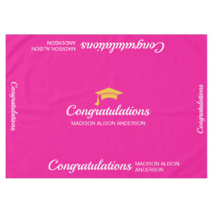 Pink Graduation Cap Tablecloth